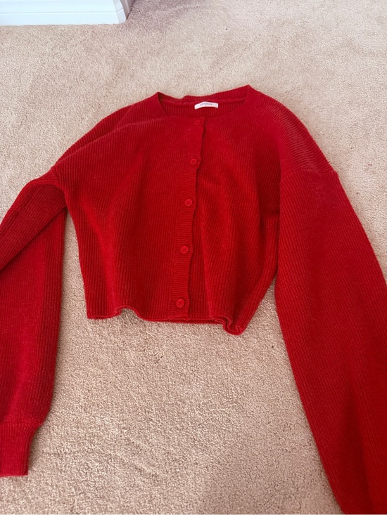 Peppermayo Sweaters - Peppermayo Red Cropped Button-Front Cardigan